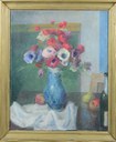 Anemonen in blauer Vase - mit Rahmung